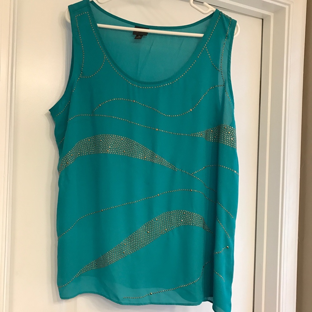 Green/gold sleeveless top - NEW